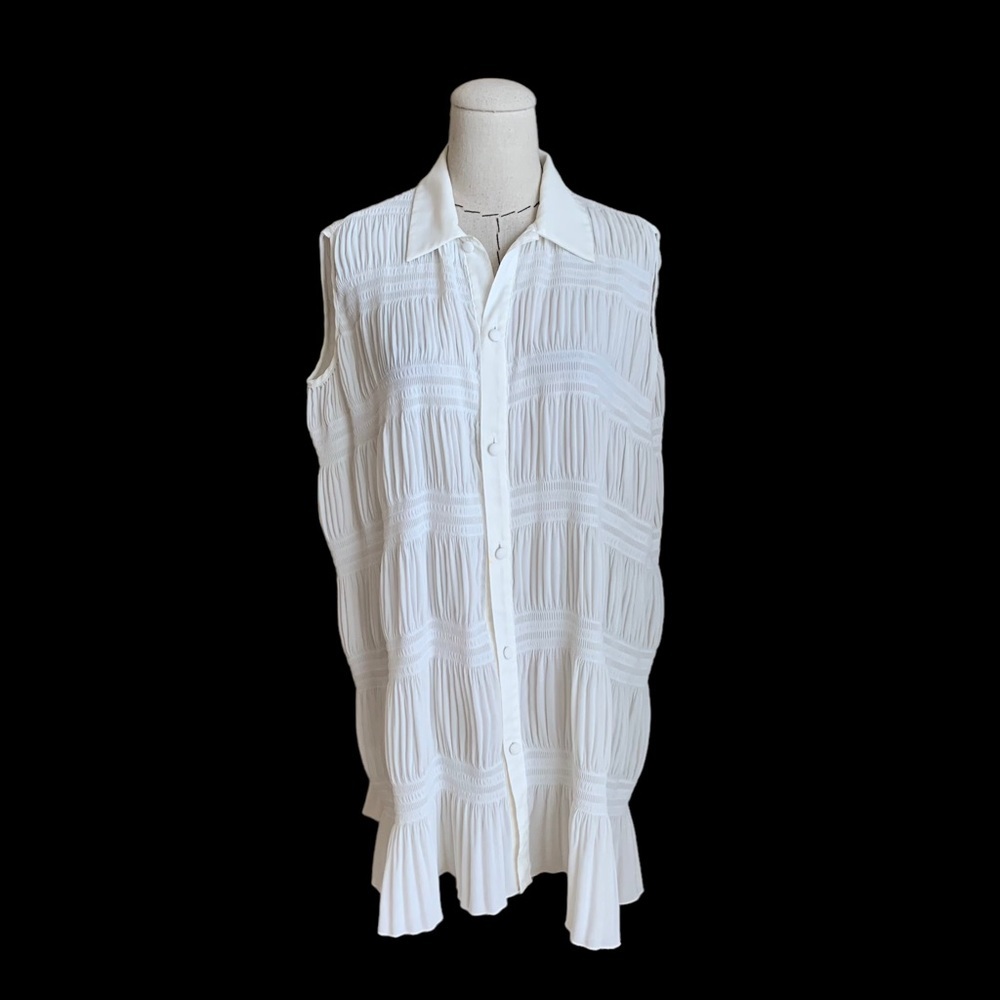 Vintage 90s y2k Vivienne Tam White Pleated Tunic Top Dress Miyake